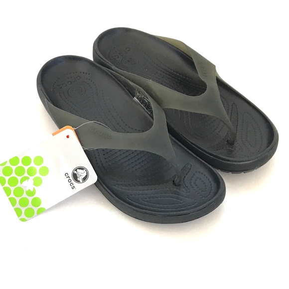 CROCS Flip Flop Thong Sandals Black Carlie Flip NWT Women’s Size 10 - Picture 1 of 16